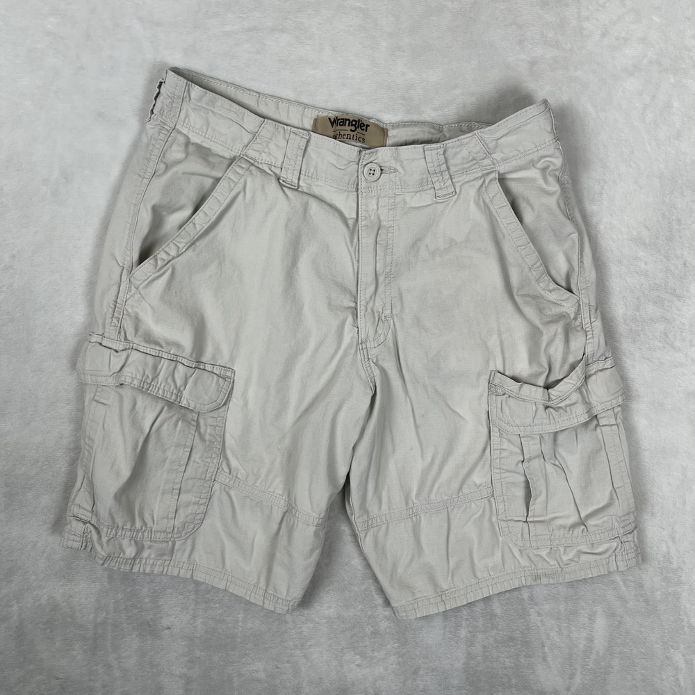 Wrangler Cargo Shorts Mens 32 Beige Ripstop 9 Inseam Utility Pockets